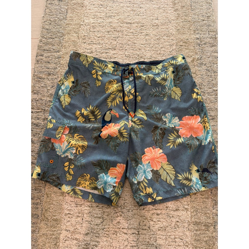 Tommy Bahama mens size XL swim shorts floral parrot